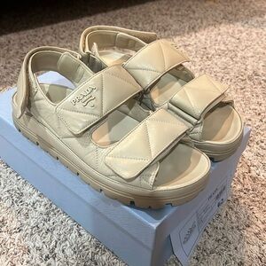 Prada Quilted Leather Slingback Sporty Sandals